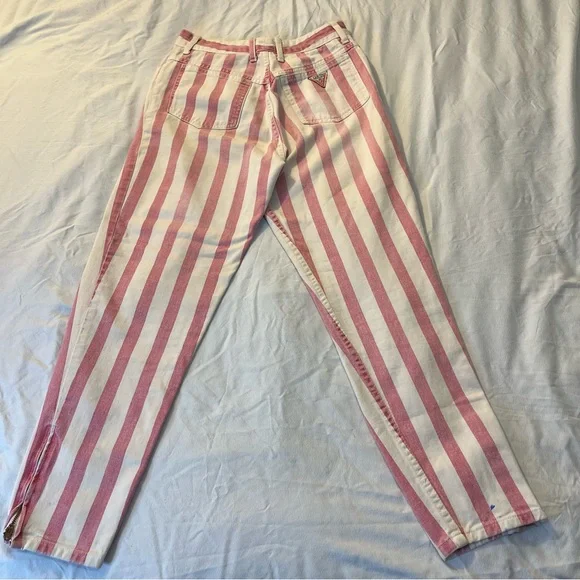 Vintage pink and white striped denim guess jeans - Picture 2 of 7
